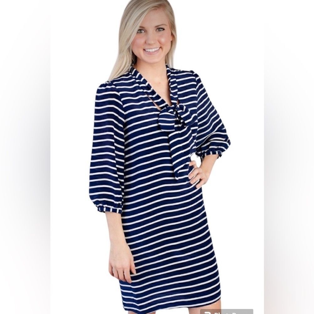 Annie Griifin Striped 100% Silk Dress - M - Excellent/Like New